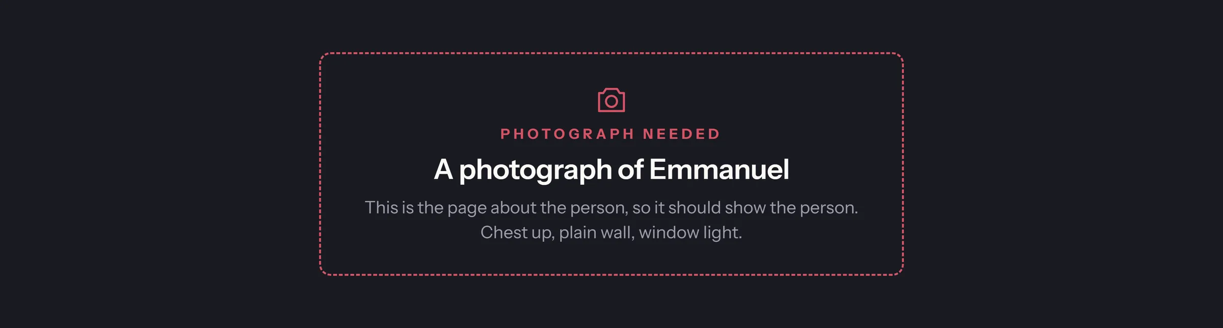Placeholder: a photograph of Emmanuel is still to be taken for this page